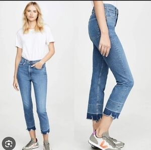 Revolve 3x1 Women's Carla Shelter Straight Leg Cropped Raw Hem Denim Jeans 30